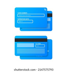 Business card with pay details for web page design. Online shopping. Credit card. Online store. Vector stock illustration.