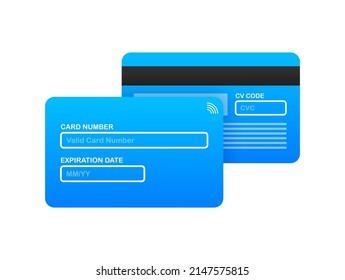 Business card with pay details for web page design. Online shopping. Credit card. Online store. Vector stock illustration.