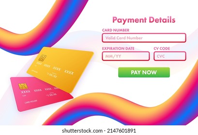 Business card with pay details for web page design. Online shopping. Credit card. Online store. Vector stock illustration.