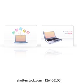 Business card with PC. Vector design.