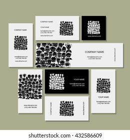 Business card, people crowd for your design. Vector illustration