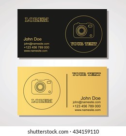Business Card for Photographer or Graphic Designer. Photo Studio Logotype Template. Vector Illustration. Stationery Design