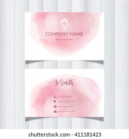 Business Card With A Pink Watercolor Design