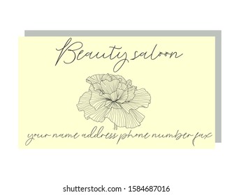 business card with poppies, stylish design. Business Luxury card. Modern Abstract design with poppy flowers decor.