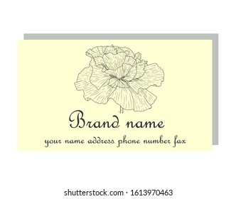 business card with poppies, stylish design. Business Luxury card. Modern Abstract design with poppy flowers decor.