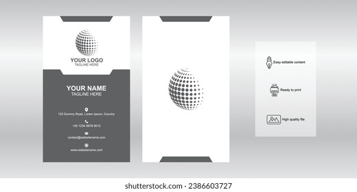 Tarjeta de visita con diseño vertical, plantilla de tarjeta de visita de dos lados