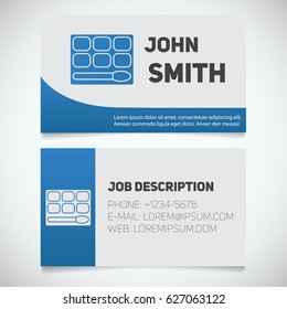 Business card print template with eye shadow logo. Cosmetologist. Visagist. Stationery design concept. Vector illustration