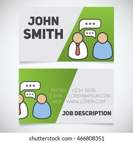 Business card print template with interview logo. Easy edit. Manager. Journalist. Employer. Stationery design concept. Vector illustration