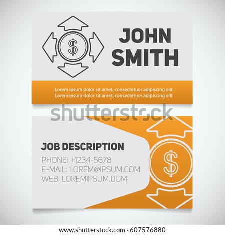 business card print template money spending stock vector royalty
