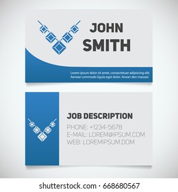 Business card print template with necklace logo. Women's jewelry shop. Stationery design concept. Vector illustration