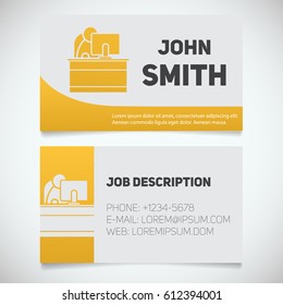Business card print template with office manager logo. Easy edit. Manager. Programmer. System administrator. Stationery design concept. Vector illustration