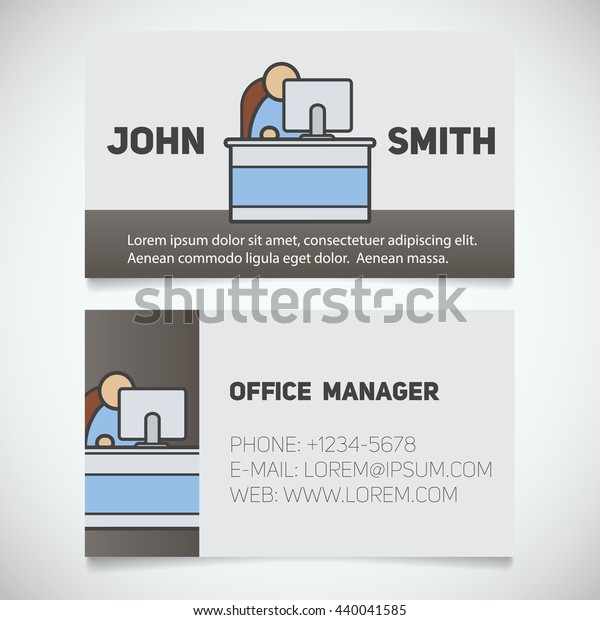 business card print template office manager stock vector business card template office