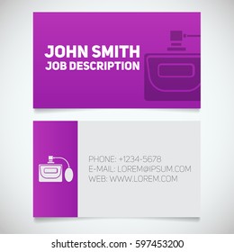 Business card print template with perfume logo. Women's perfumery shop. Stationery design concept. Vector illustration