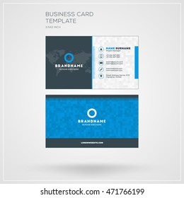 Business Card Print Template. Personal Visiting Card with Company Logo. Clean Flat Design. Vector Illustration