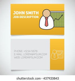 Business card print template with presentation graph logo. Easy edit. Marketer. Stockbroker. Jobber. Analyst. Manager. Stationery design concept. Vector illustration