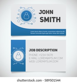 Business card print template with user logo. Manager. Programmer. System administrator. Stationery design concept. Vector illustration