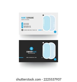 Business card, ready print template, modern design, web card, new 2022 design, agency work, personal web id, creative card, stylish clean, blue id name, visiting card white design, corporate, minimal