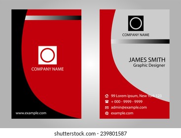 Business card with red color 