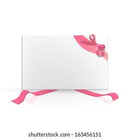 Business card with red ribbons. Vector design 
