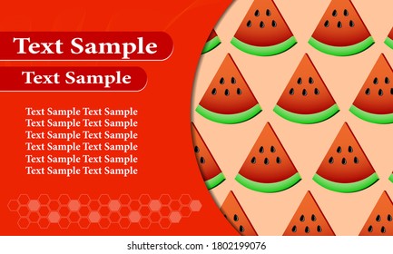 Business card red watermelon. Poster Advertisement Flyers Vector Illustration.