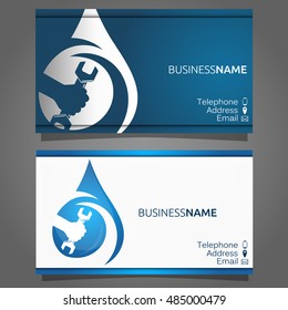 Business Card For The Repair Of Water Supply And Sanitary Ware, Wrench In Hand