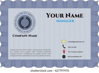 Business card, retro style. With complex linear background. Excellent complex design. Vector illustration. 