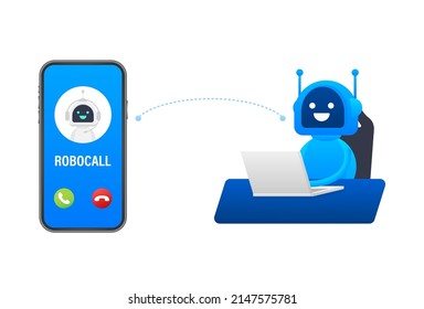 Business Card With Robo Call. Mobile Phone. Robo Call. Cpam. Vector Stock Illustration.