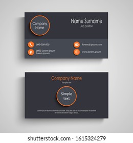 Business card with round elements in gray orange design