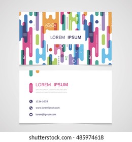 business card with seamless pattern from bright abstract figures