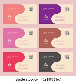 business card set 6 color variants