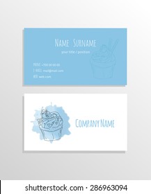 Business Card Set With Cake, Cafe Or Confectionery Concept