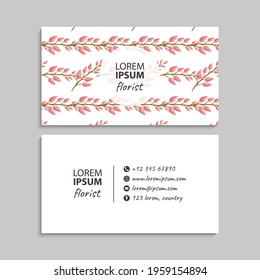 Business Card Set with flowers. Vector illustration. EPS10