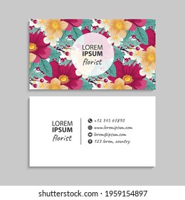 Business Card Set with flowers. Vector illustration. EPS10