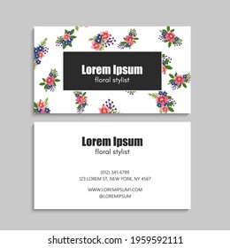 Business Card Set with flowers. Vector illustration. EPS10