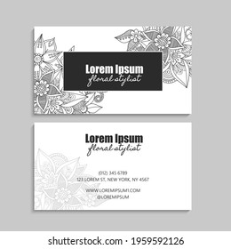 Business Card Set with flowers. Vector illustration. EPS10
