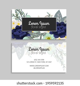 Business Card Set with flowers. Vector illustration. EPS10