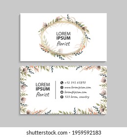 Business Card Set with flowers. Vector illustration. EPS10
