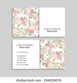 Business Card Set with flowers. Vector illustration. EPS10