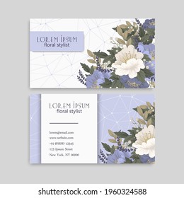 Business Card Set with flowers. Vector illustration. EPS10