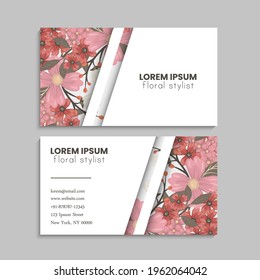 Juego de tarjetas de visita con flores. Ilustración vectorial. EPS10