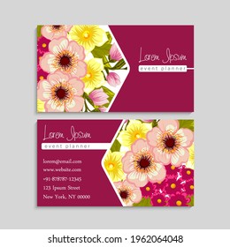 Business Card Set with flowers. Vector illustration. EPS10