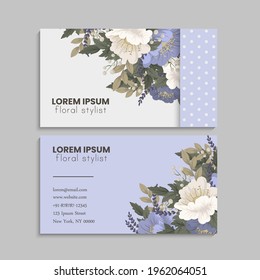 Juego de tarjetas de visita con flores. Ilustración vectorial. EPS10