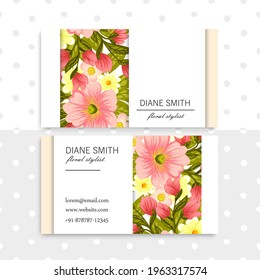 Business Card Set with flowers. Vector illustration. EPS10