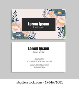 Business Card Set with flowers. Vector illustration. EPS10