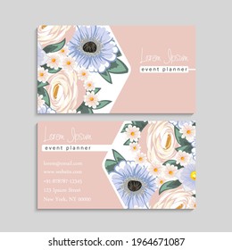 Business Card Set with flowers. Vector illustration. EPS10