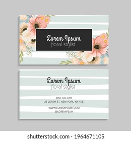 Juego de tarjetas de visita con flores. Ilustración vectorial. EPS10