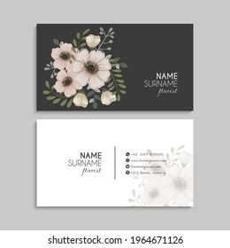 Business Card Set with flowers. Vector illustration. EPS10