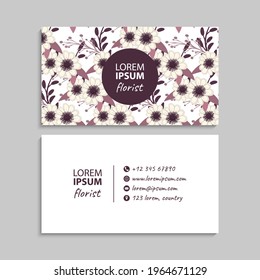 Business Card Set with flowers. Vector illustration. EPS10