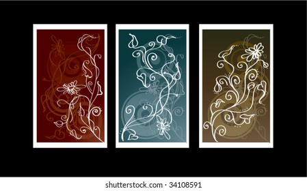 Business card set with foliage