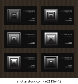 Business card set. Gradient abstractionism style. Black and white design. Minimalistic art tiles.